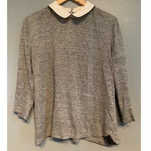 Ann Taylor - Peter Pan Collar, Gray Sweater - L